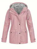 Women's Waterproof Zip Rain Jacket with Adjustable Hood