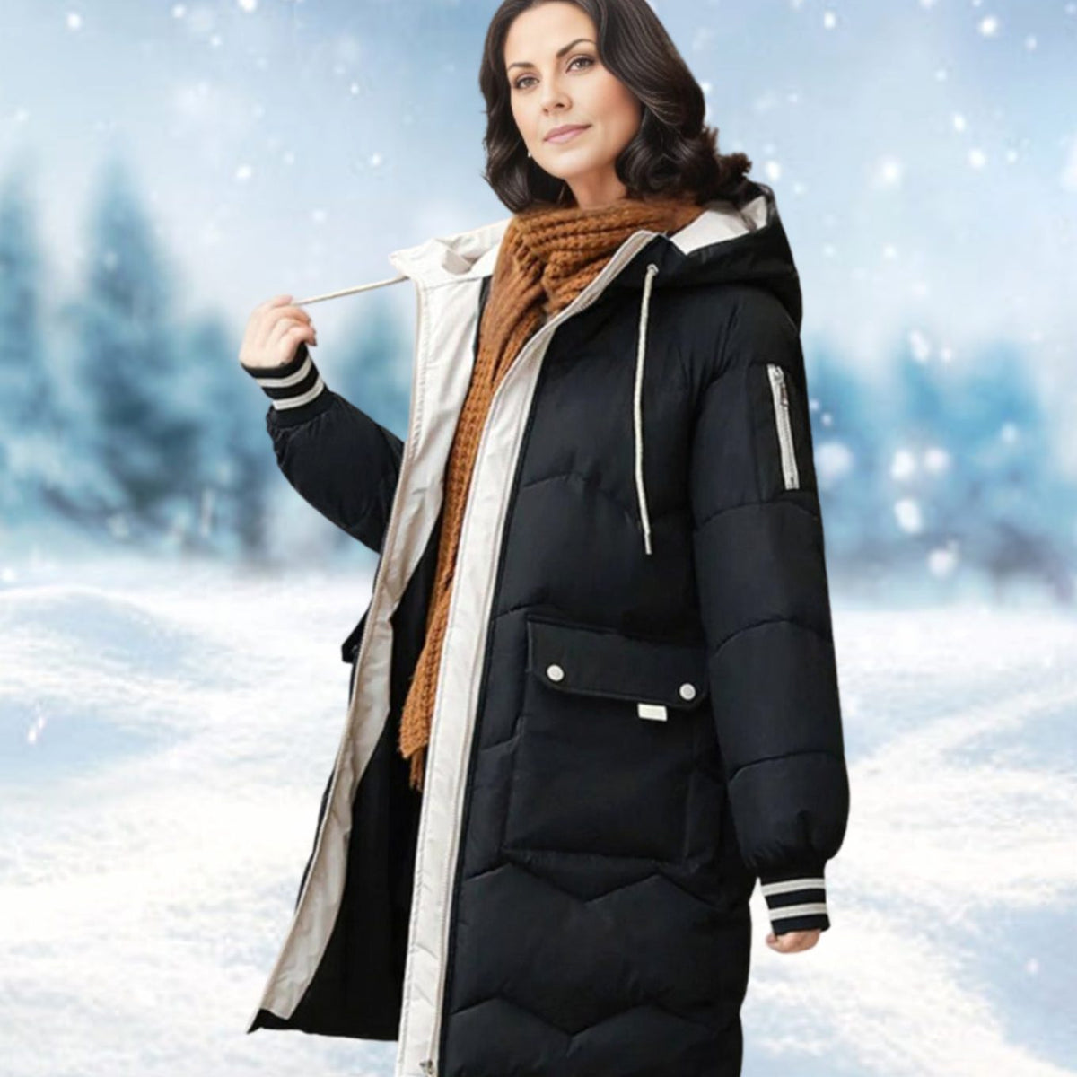 Women's Hooded Mid-Length Quilted Padded Overcoat