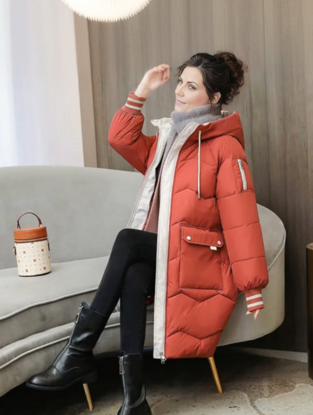 Women's Hooded Mid-Length Quilted Padded Overcoat