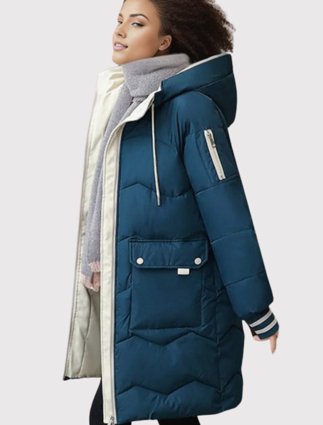 Women's Hooded Mid-Length Quilted Padded Overcoat