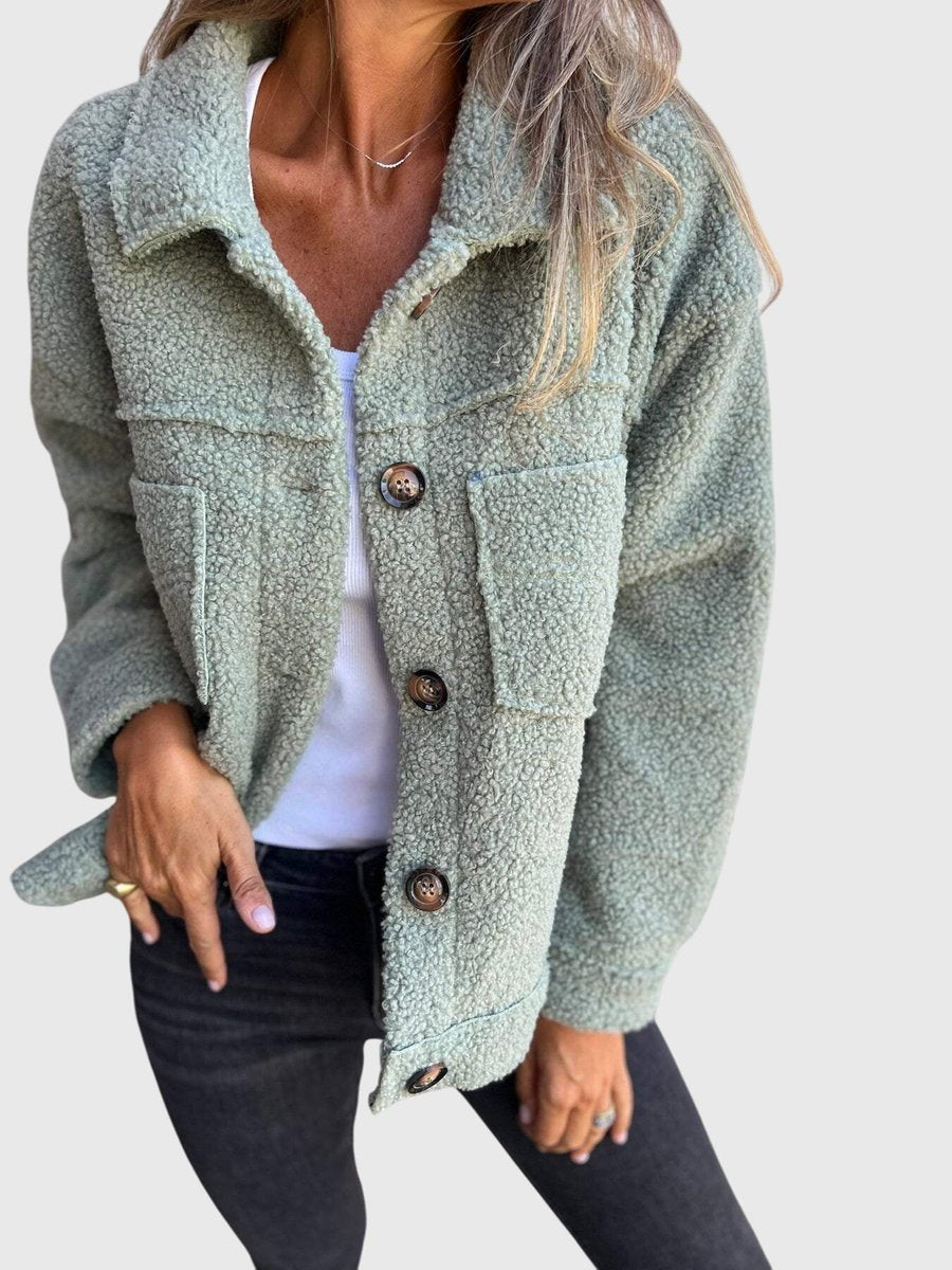 Women's Warm Buttoned Sherpa Fleece Coat