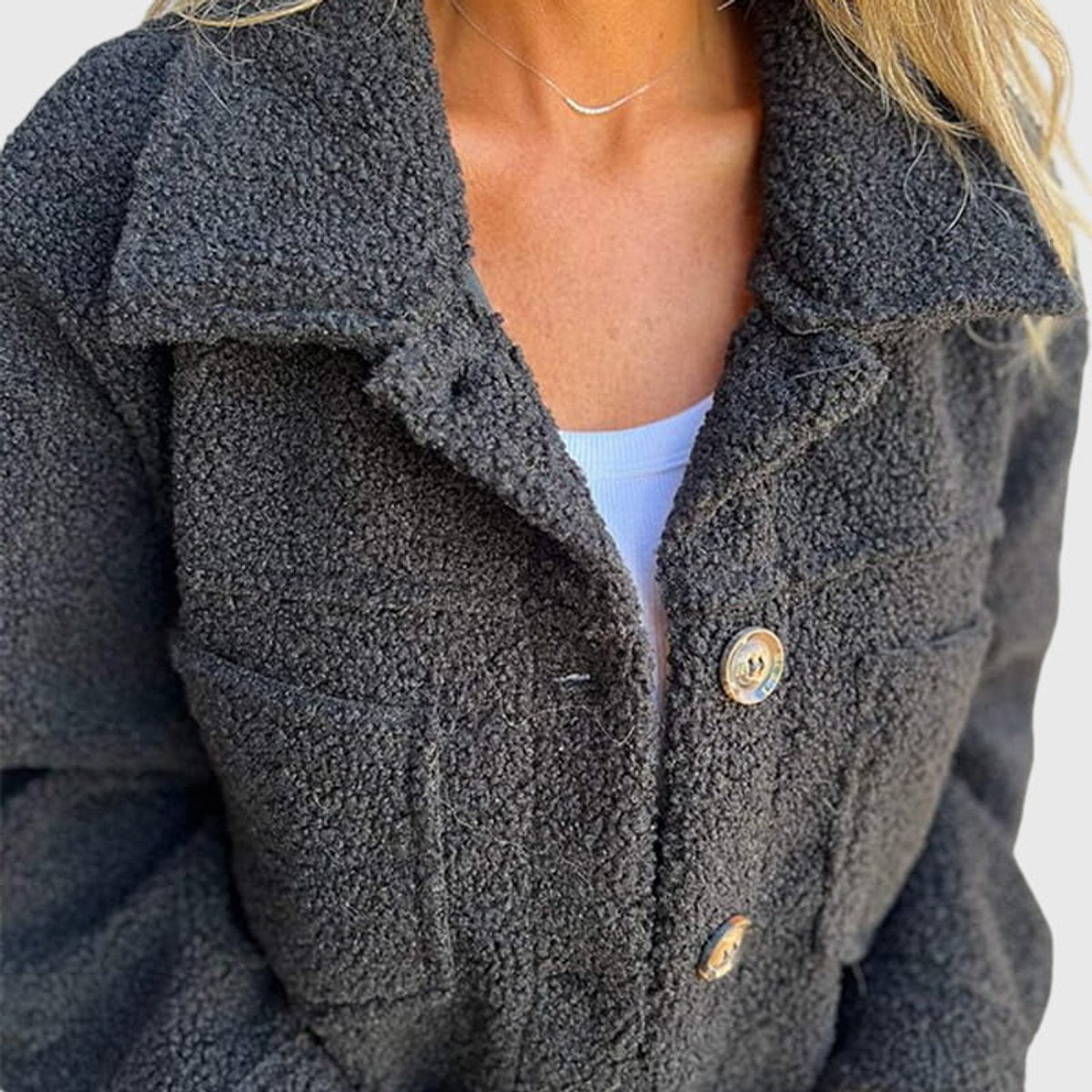 Women's Warm Buttoned Sherpa Fleece Coat