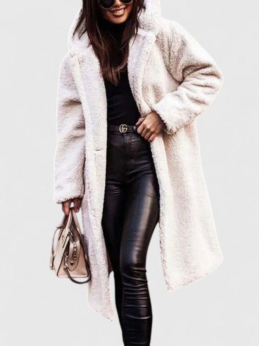 Women's Longline Teddy Sherpa Overcoat in Oversized Fit