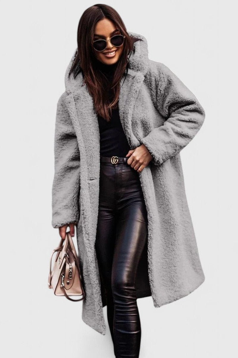 Women's Longline Teddy Sherpa Overcoat in Oversized Fit