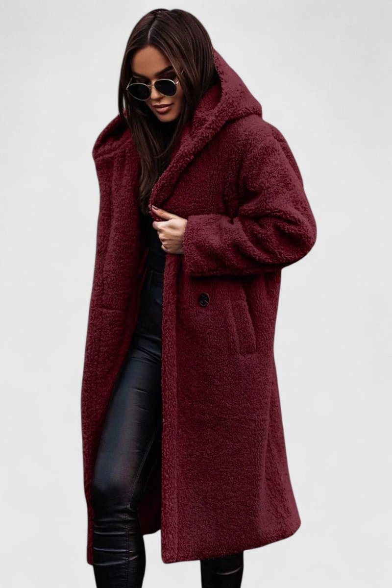 Women's Longline Teddy Sherpa Overcoat in Oversized Fit