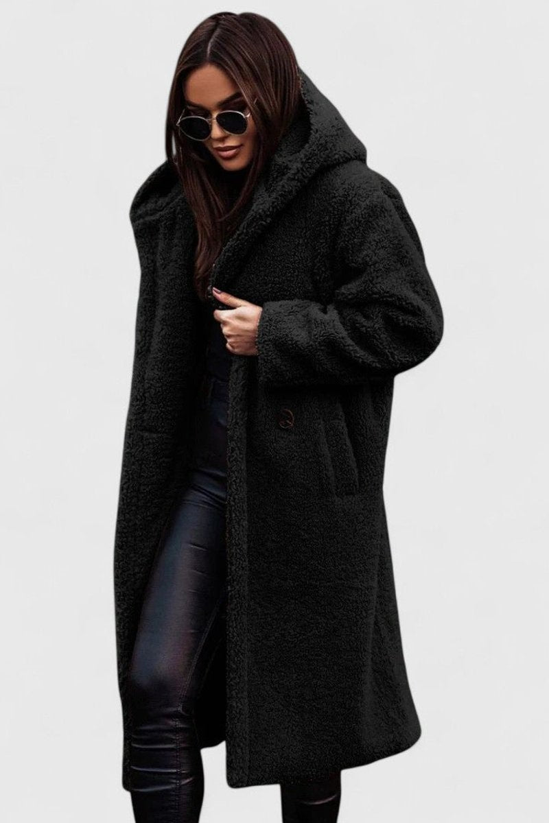 Women's Longline Teddy Sherpa Overcoat in Oversized Fit