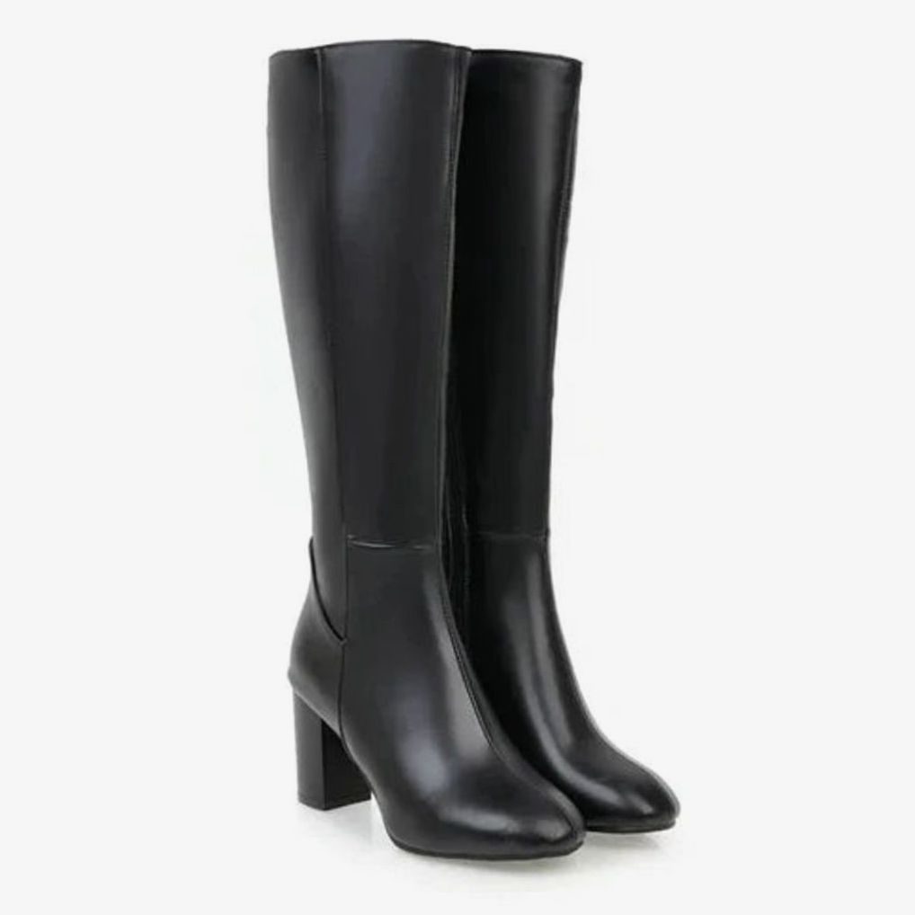 Women's Side Zip Knee High Boots with Block Heel