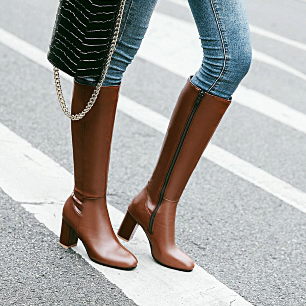 Women's Smooth Vegan Leather Tall Boots