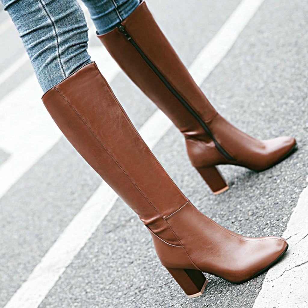 Women's Smooth Vegan Leather Tall Boots
