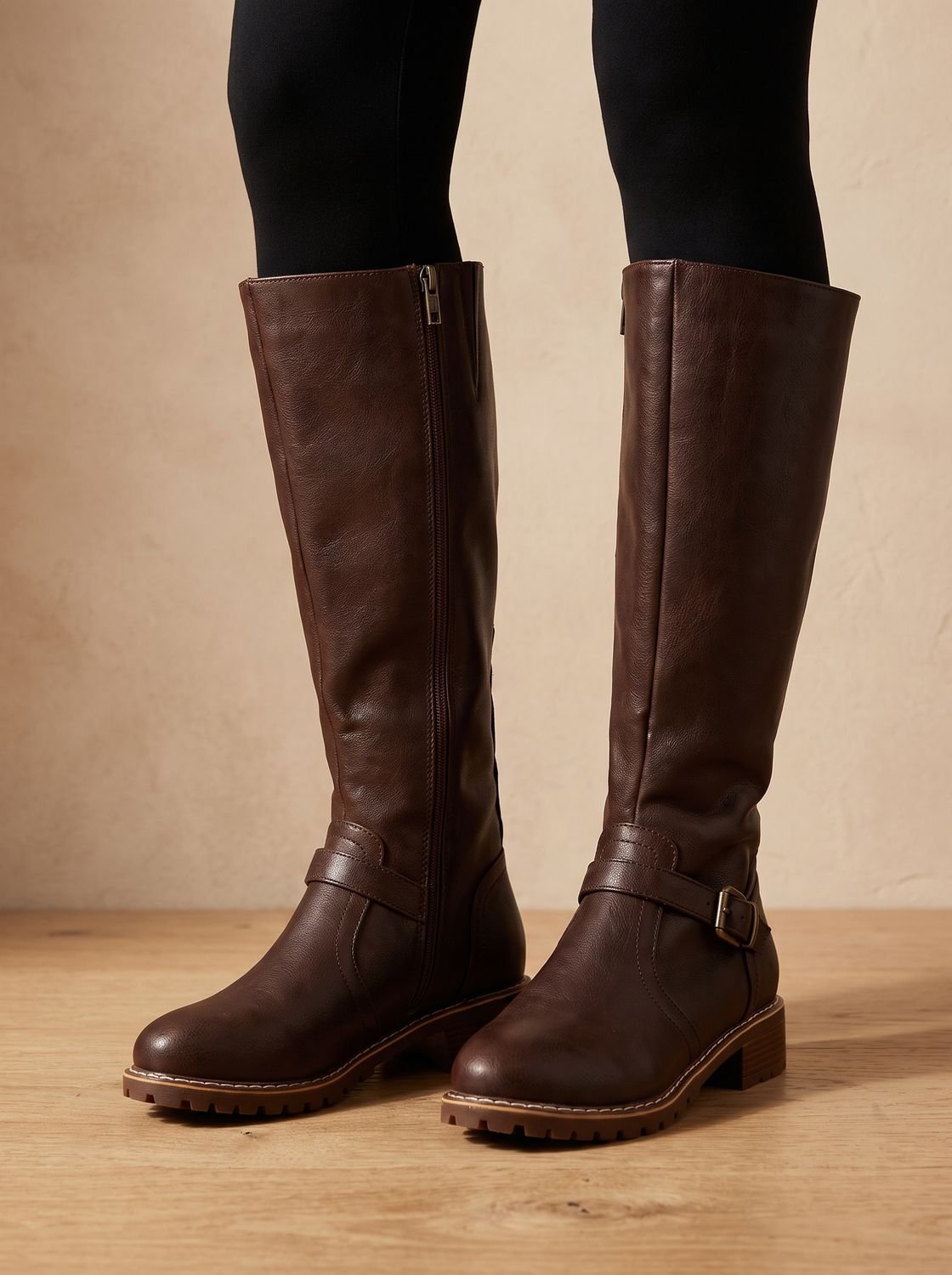 Women's Riding Boots with Removable Footbed and Knee-High Shaft