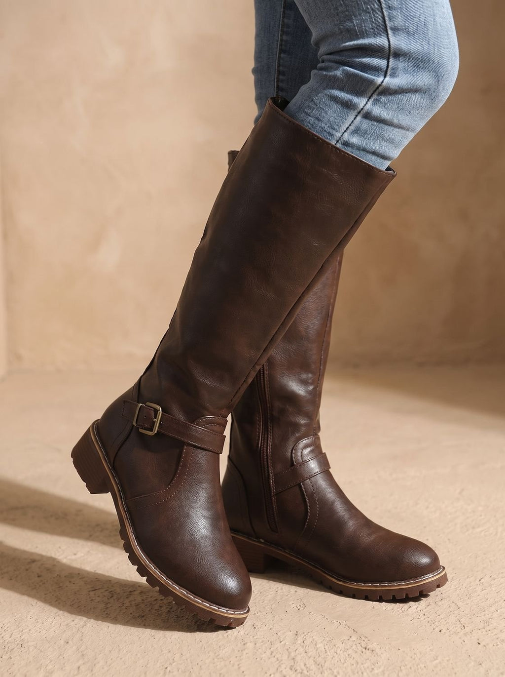Women's Riding Boots with Removable Footbed and Knee-High Shaft
