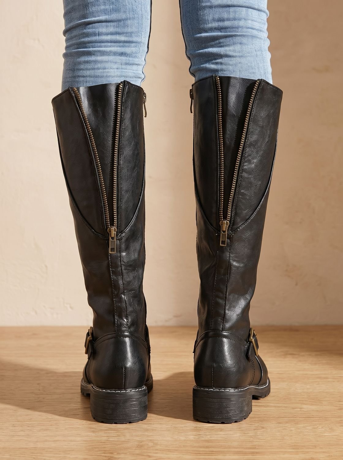 Women's Riding Boots with Removable Footbed and Knee-High Shaft