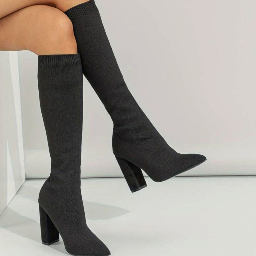 Women's Pointed Toe Stretch Knit Sock Style Tall Boots