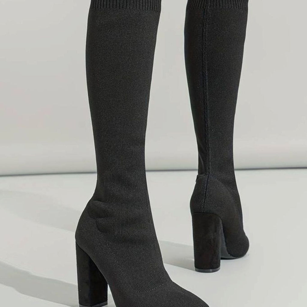 Women's Pointed Toe Stretch Knit Sock Style Tall Boots
