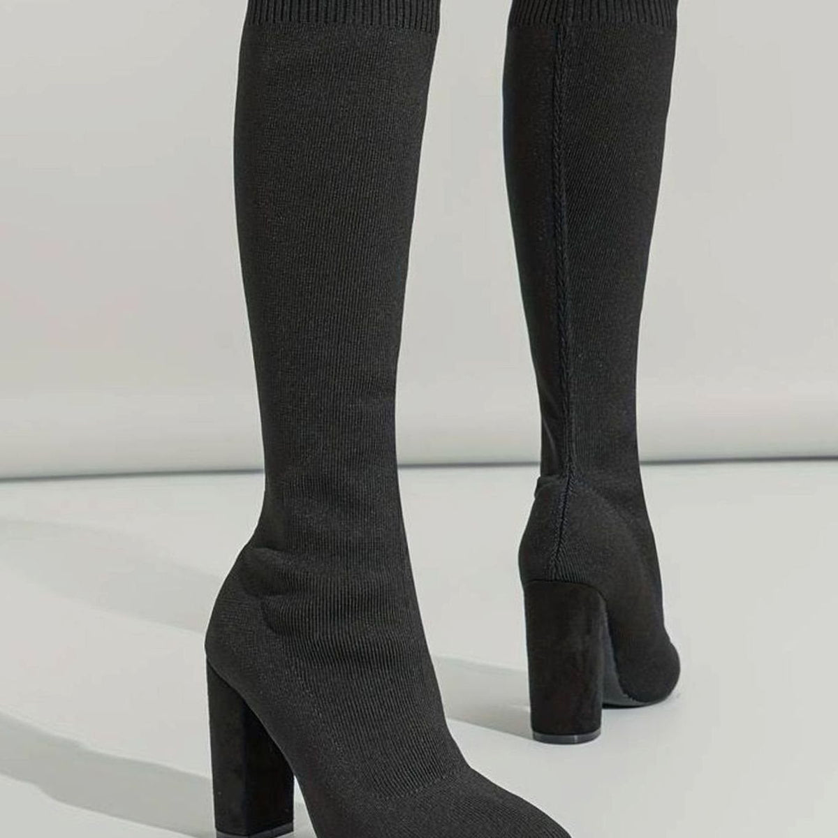 Women's Pointed Toe Stretch Knit Sock Style Tall Boots