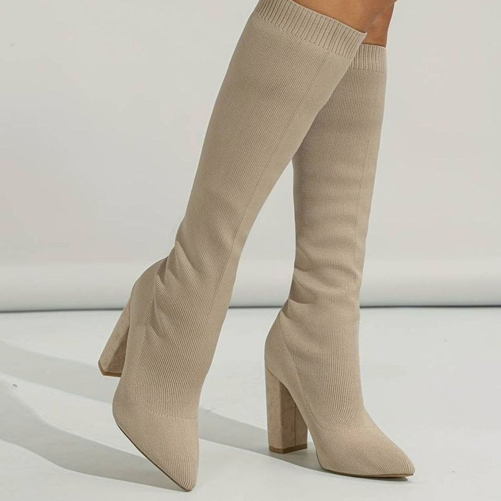Women's Pointed Toe Stretch Knit Sock Style Tall Boots