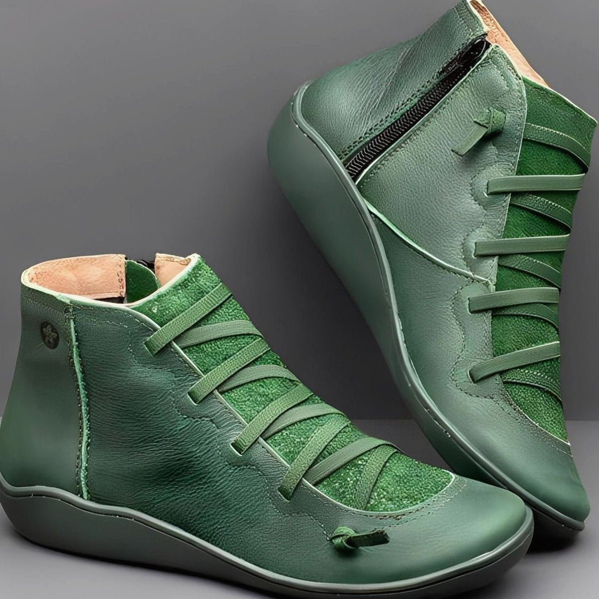 Women's Flat Lace-Up Front Side Zip Ankle Booties