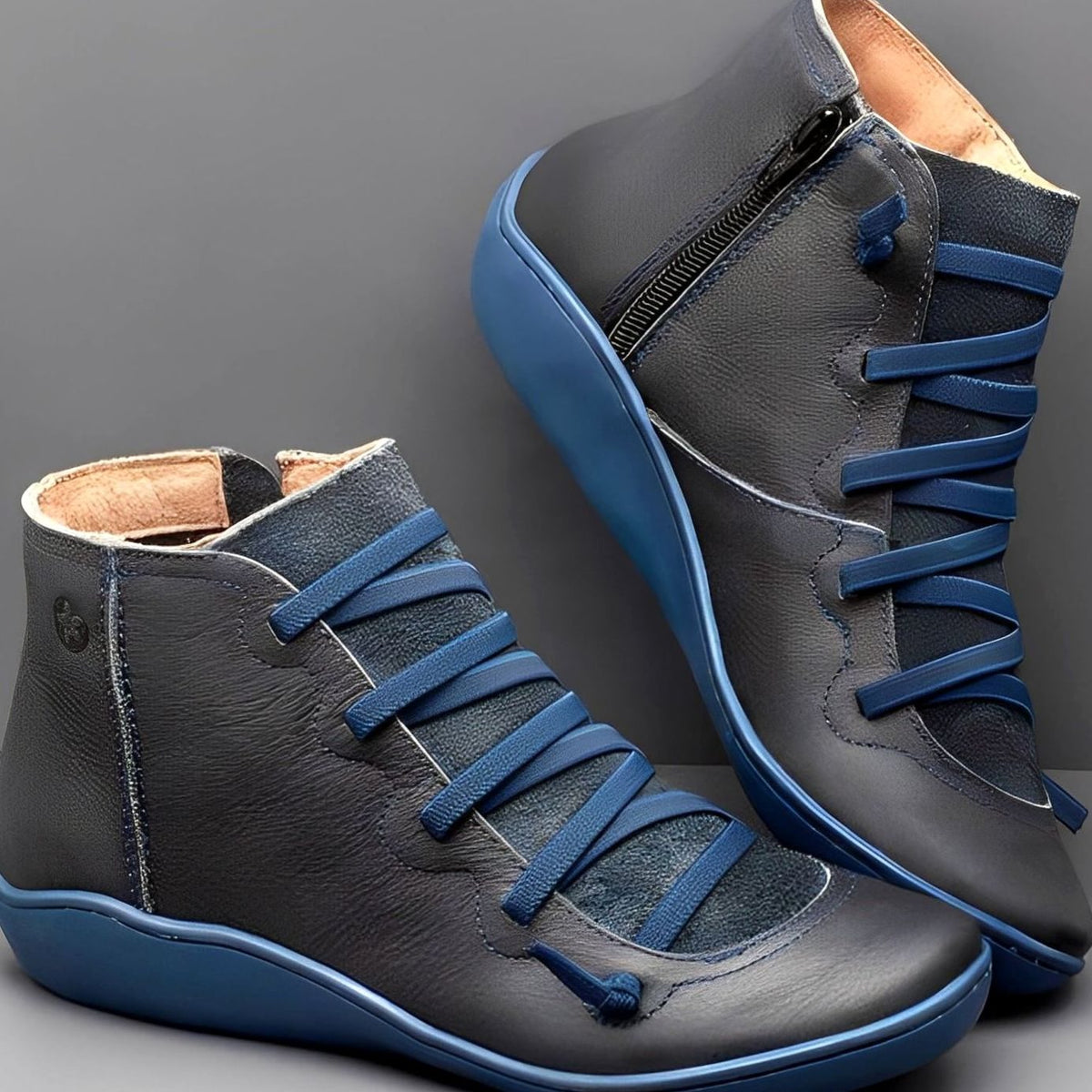 Women's Flat Lace-Up Front Side Zip Ankle Booties