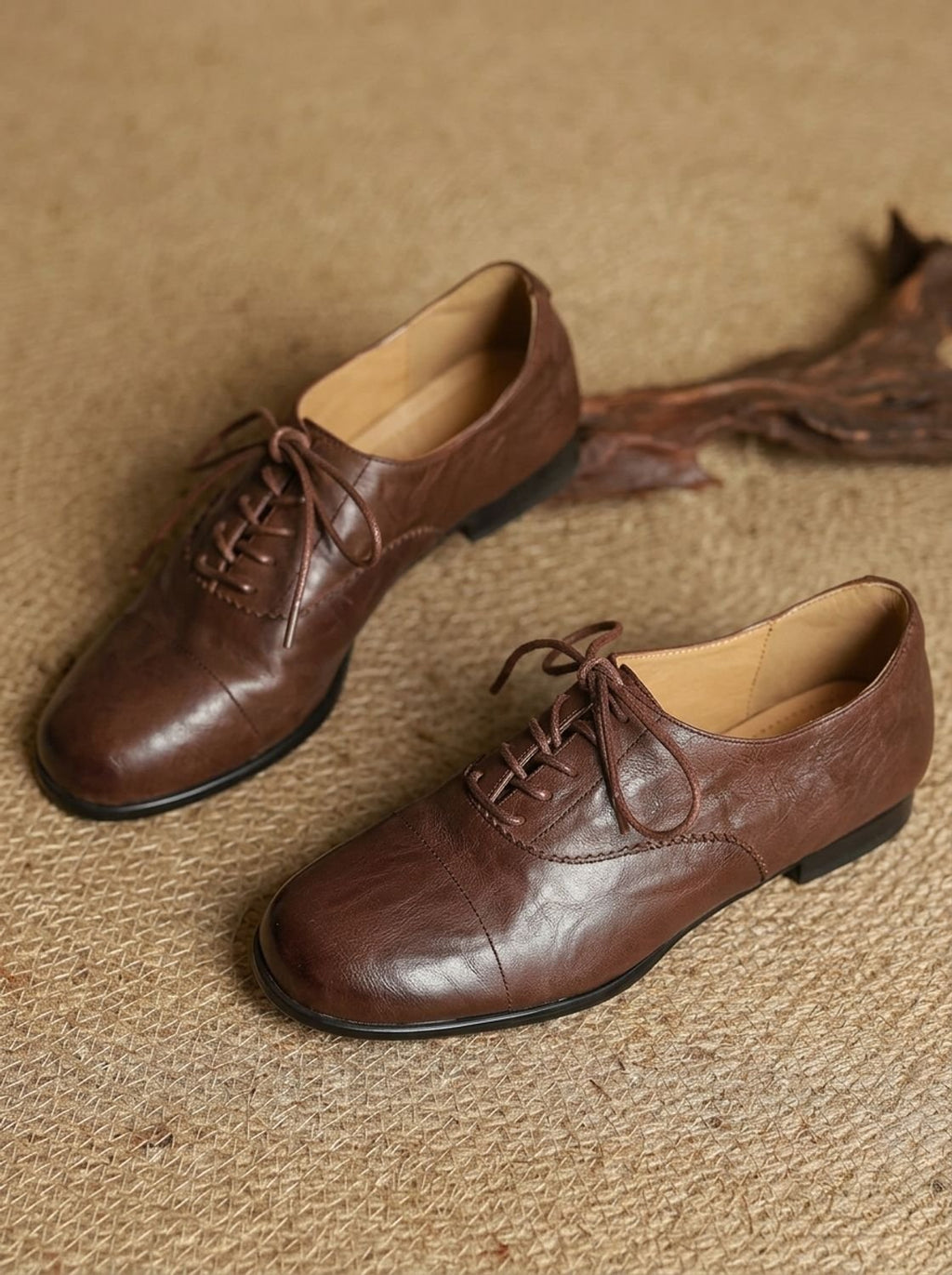 Women's Leather Lace-Up Cap Toe Oxford Shoes