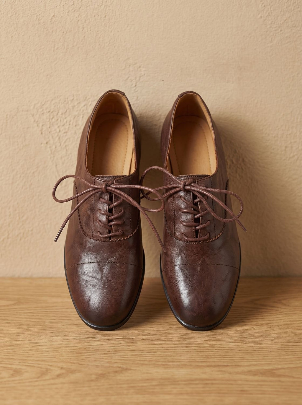Women's Leather Lace-Up Cap Toe Oxford Shoes