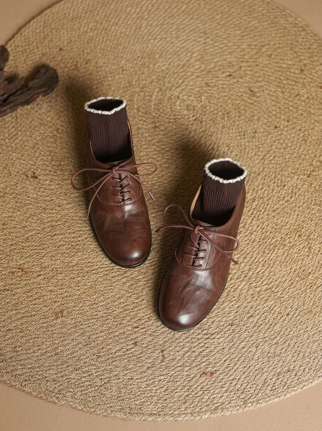 Women's Leather Lace-Up Cap Toe Oxford Shoes