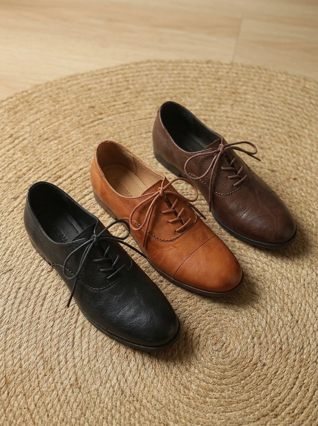 Women's Leather Lace-Up Cap Toe Oxford Shoes