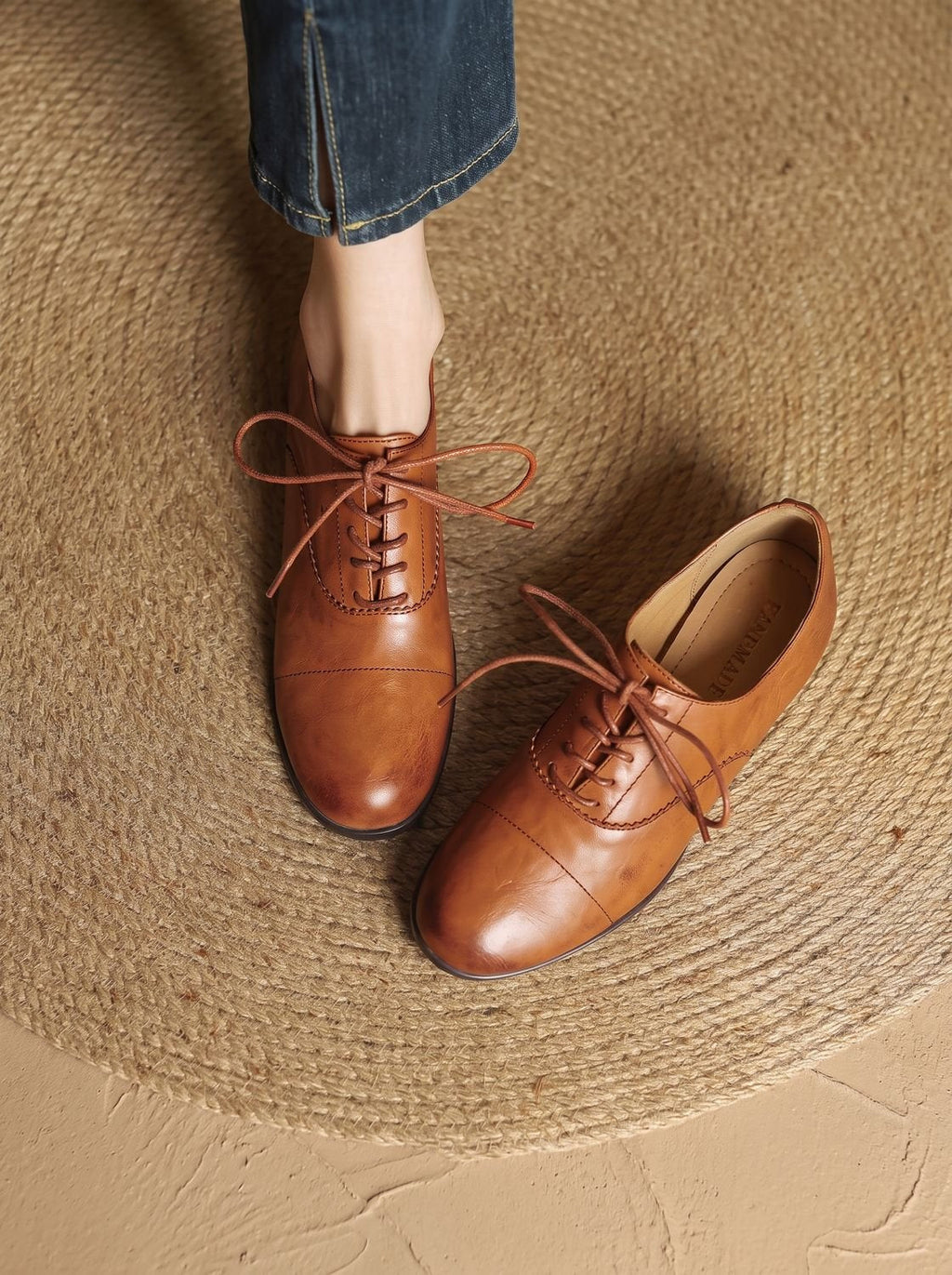 Women's Leather Lace-Up Cap Toe Oxford Shoes
