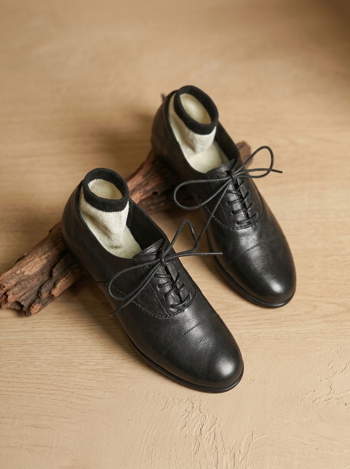 Women's Leather Lace-Up Cap Toe Oxford Shoes