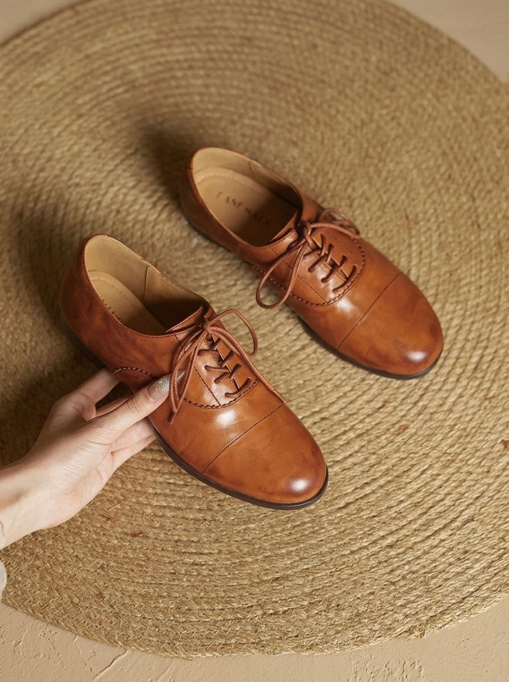 Women's Leather Lace-Up Cap Toe Oxford Shoes