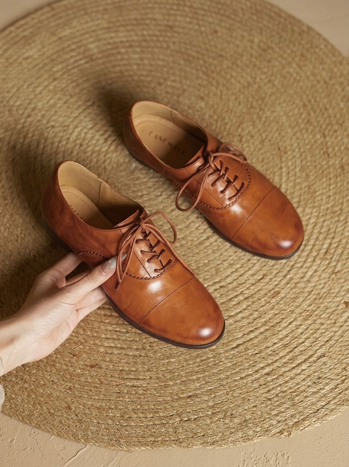 Women's Leather Lace-Up Cap Toe Oxford Shoes
