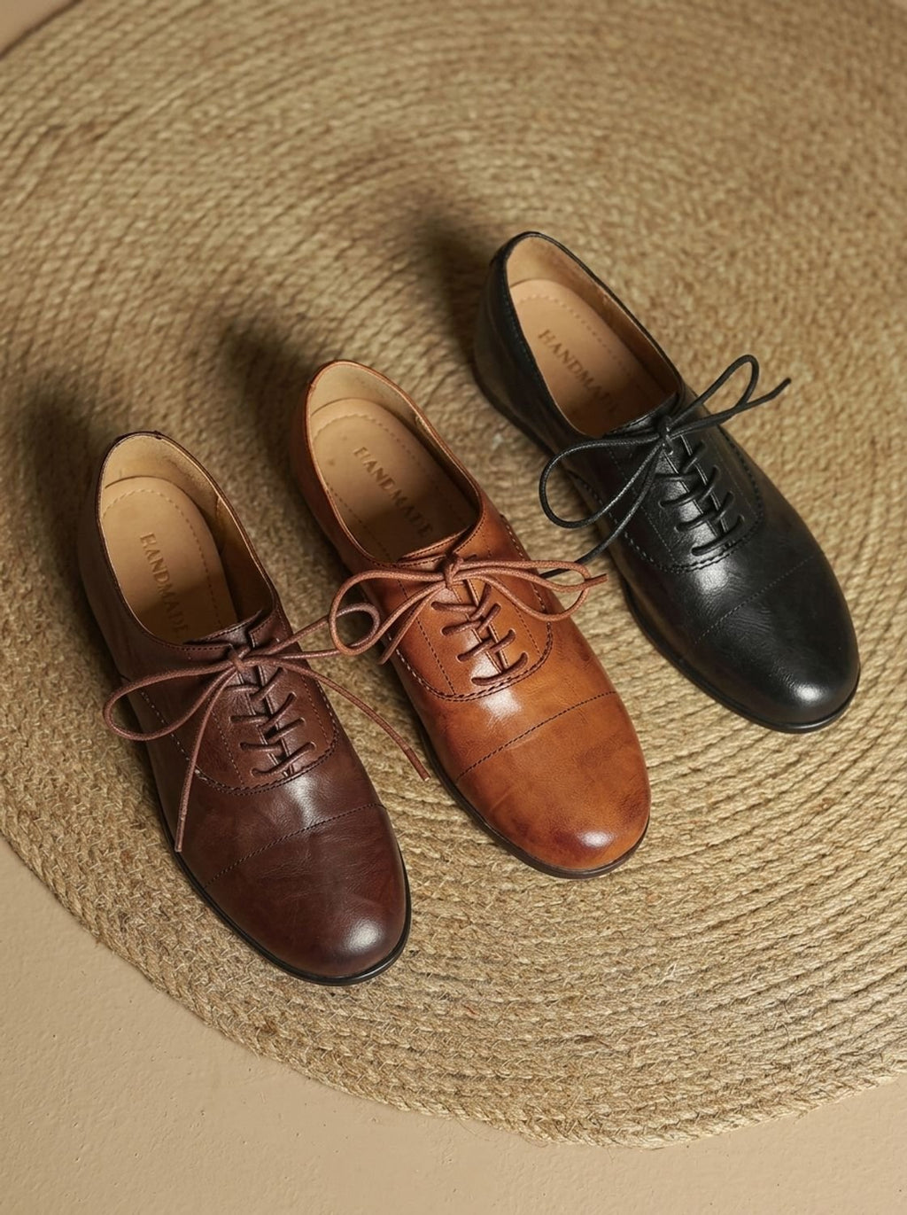 Women's Leather Lace-Up Cap Toe Oxford Shoes