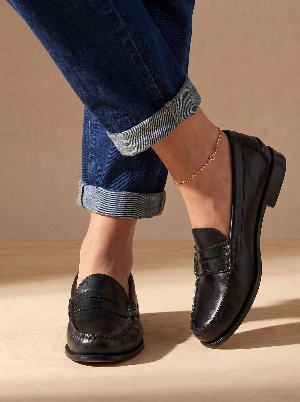 Women's Hand-Stitched Moccasin Leather Penny Loafers
