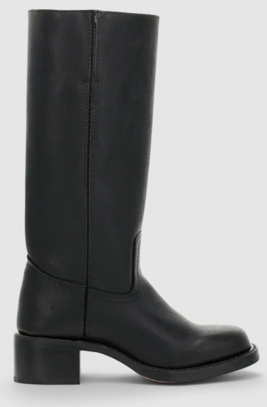Women's Tall Smooth Leather Boots with Stacked Heel
