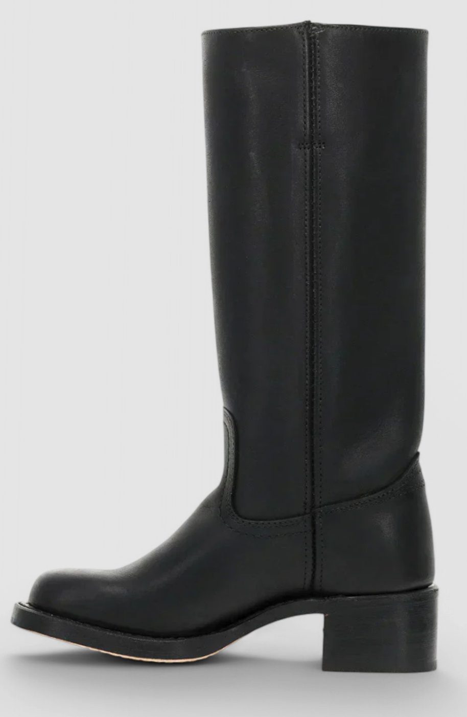 Women's Tall Smooth Leather Boots with Stacked Heel
