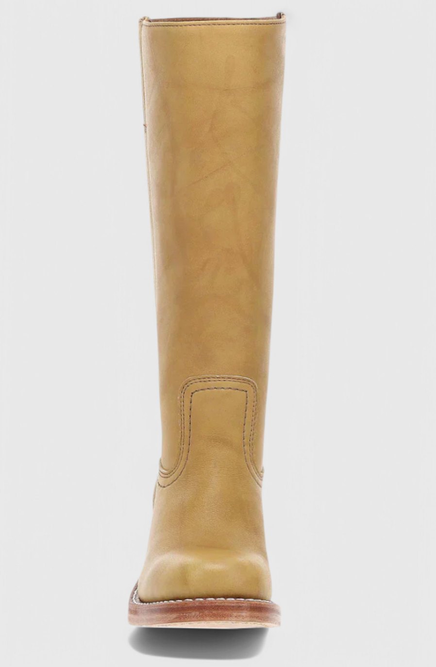 Women's Tall Smooth Leather Boots with Stacked Heel