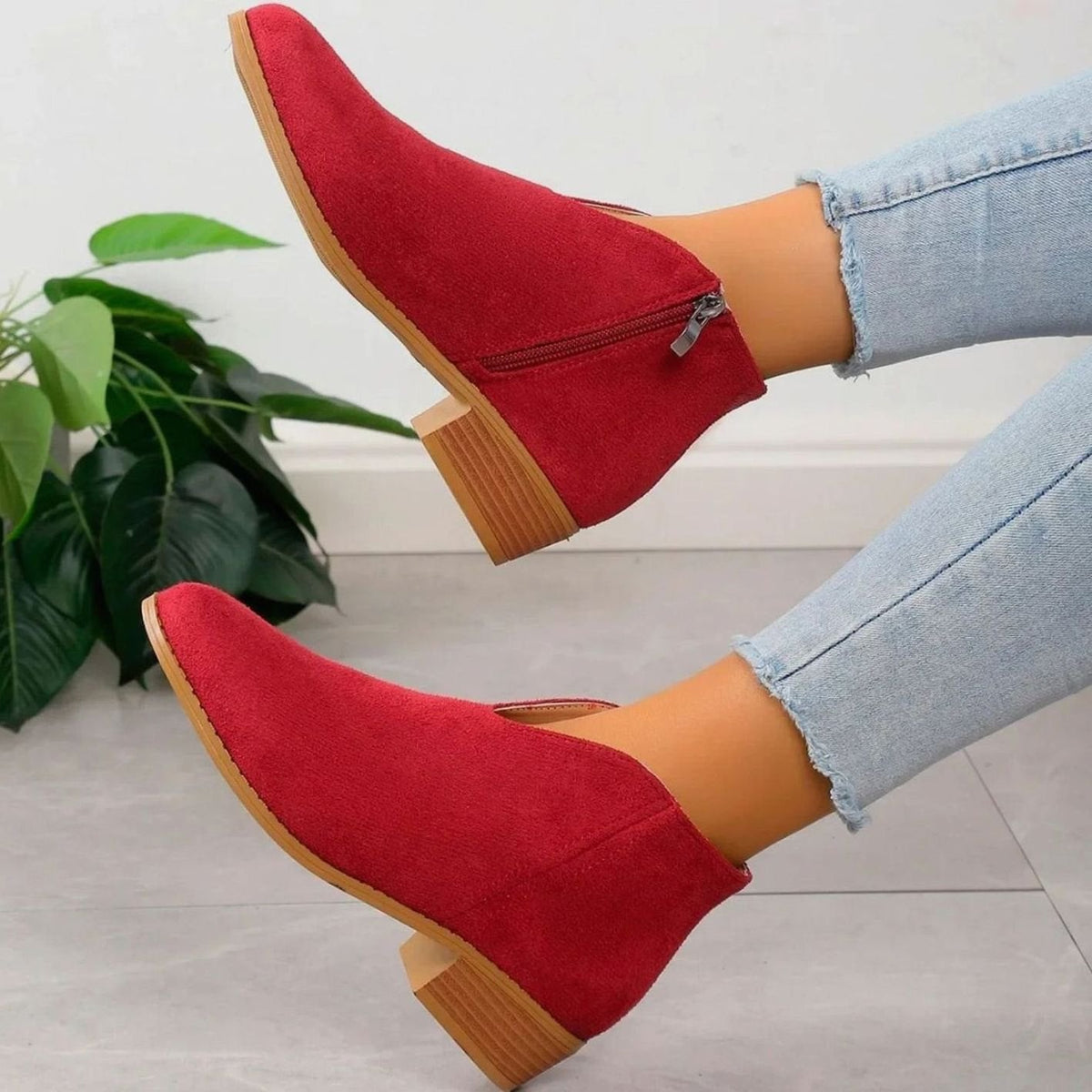 Women's Leopard Print Stacked Block Heel Ankle Booties