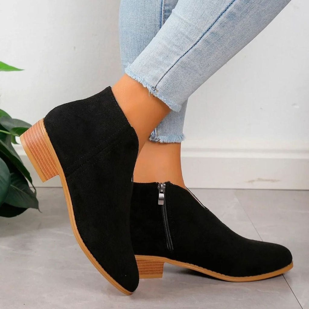 Women's Leopard Print Stacked Block Heel Ankle Booties