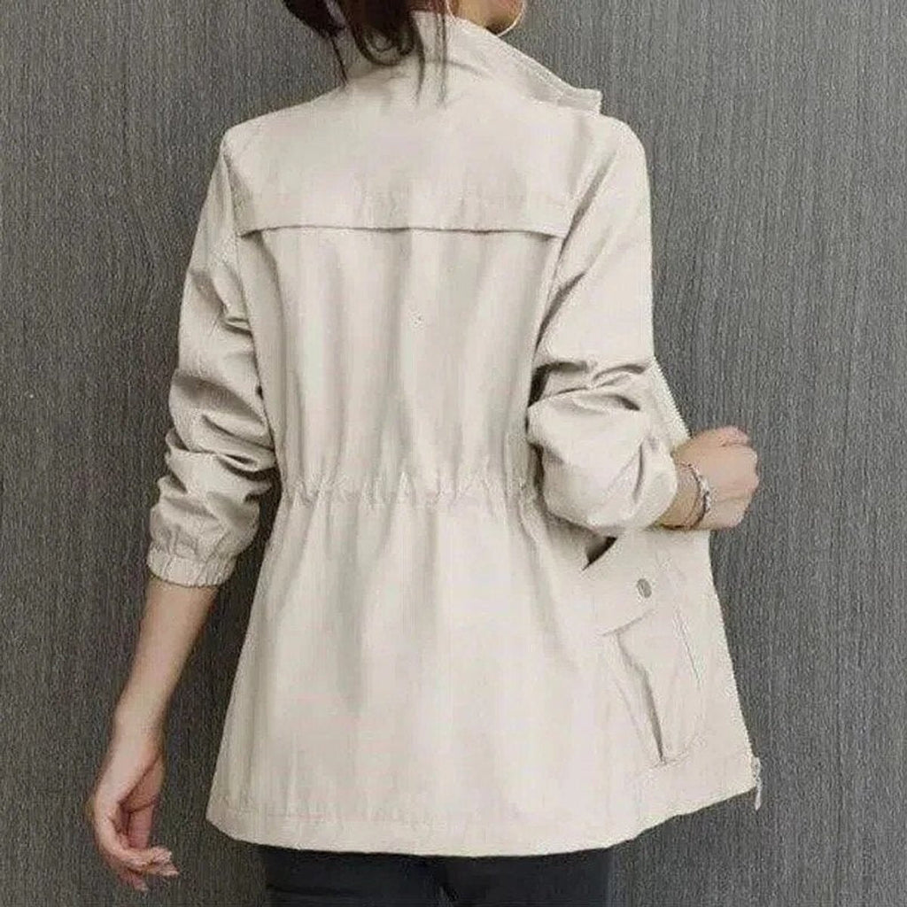 Women's Light Cropped Bomber Coat with Drawstring Hem