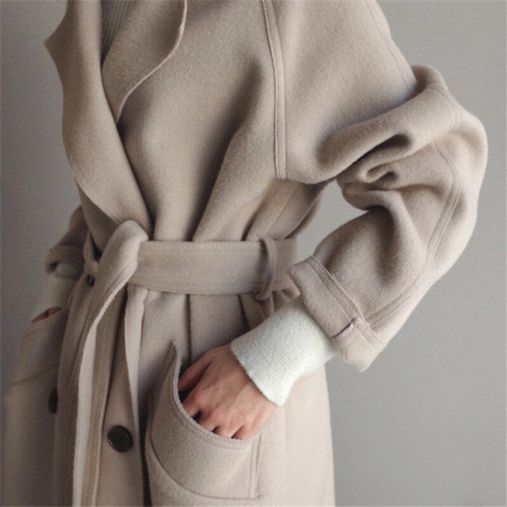 Women's Long Soft Knit Double-Breasted Coat