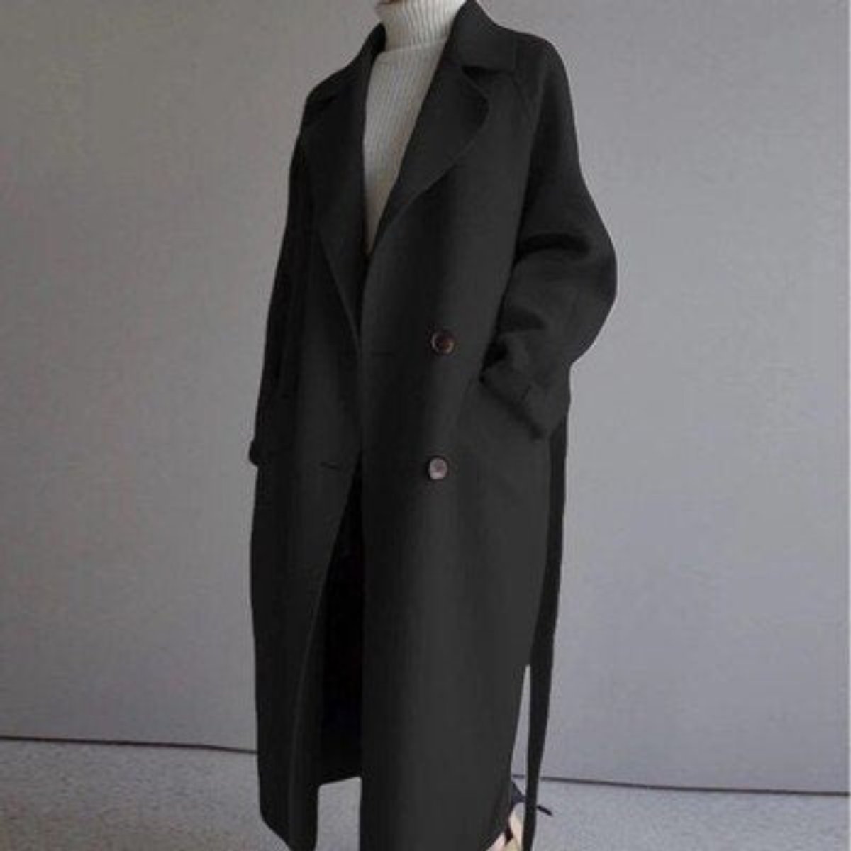 Women's Long Soft Knit Double-Breasted Coat