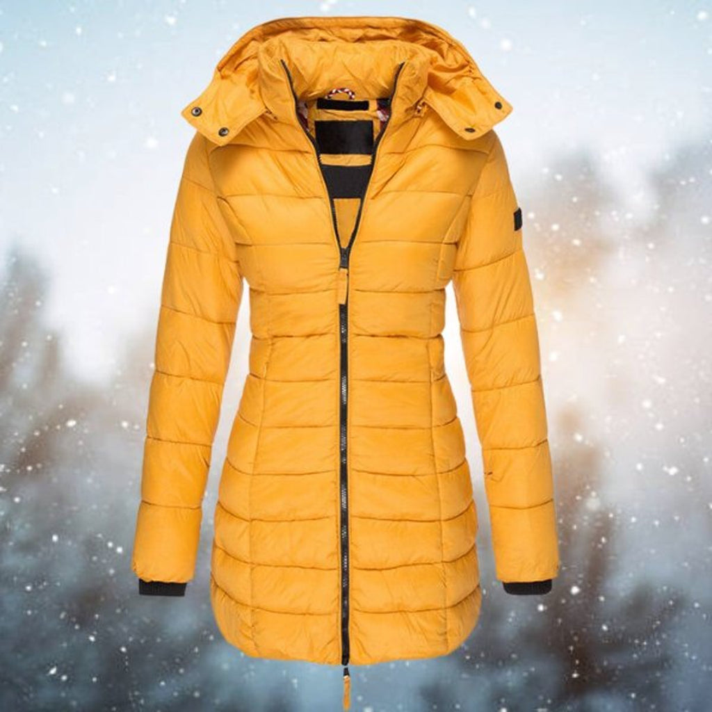 Women's Long Quilted Padded Jacket with Hood