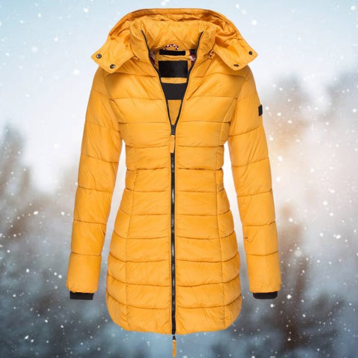 Women's Long Quilted Padded Jacket with Hood