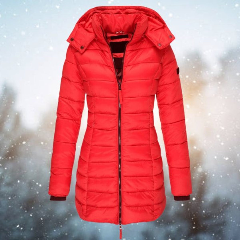 Women's Long Quilted Padded Jacket with Hood
