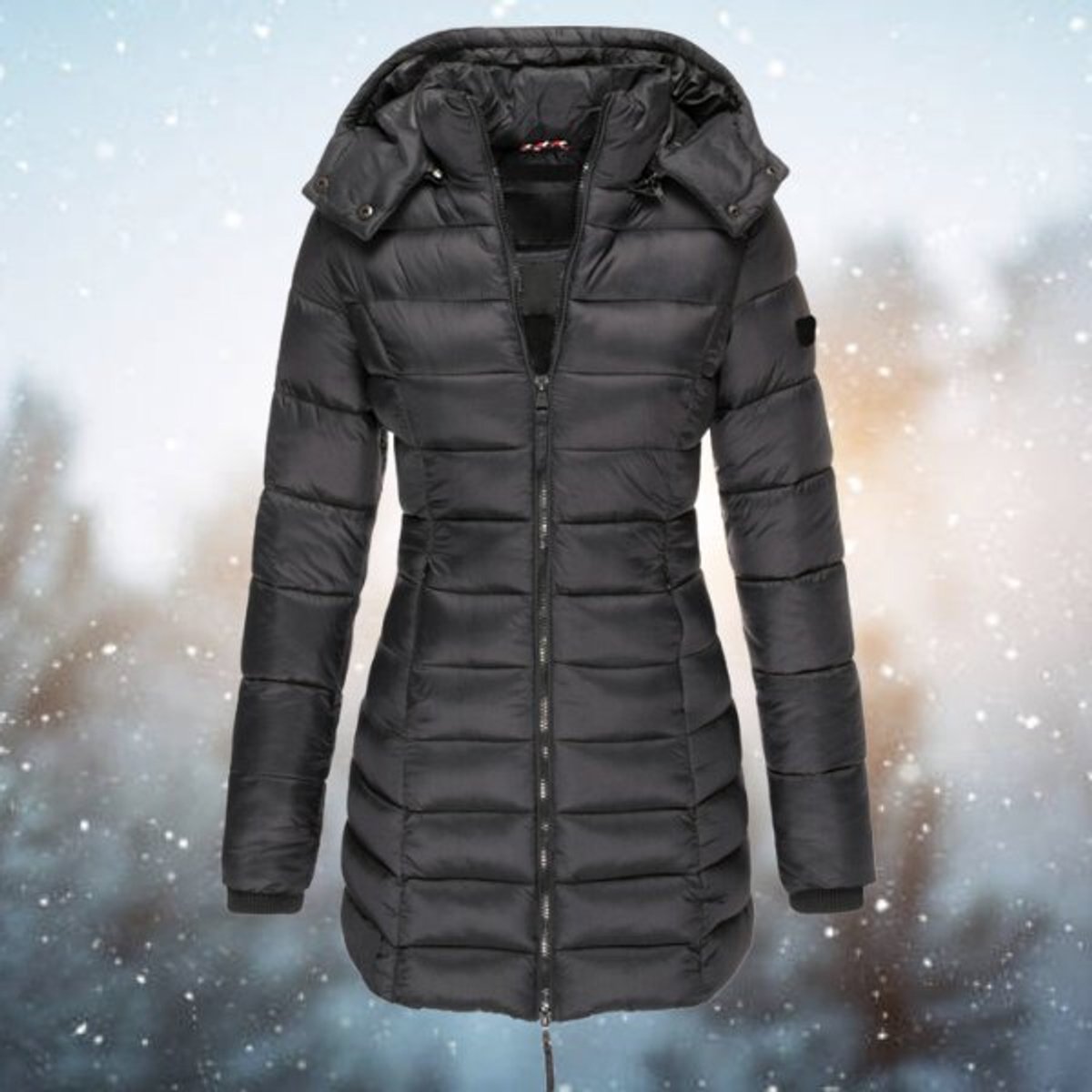 Women's Long Quilted Padded Jacket with Hood
