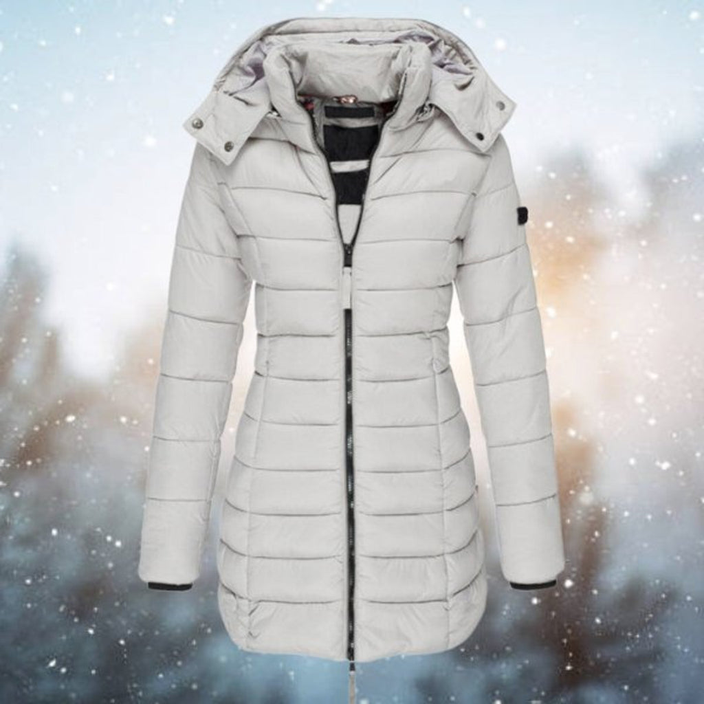 Women's Long Quilted Padded Jacket with Hood