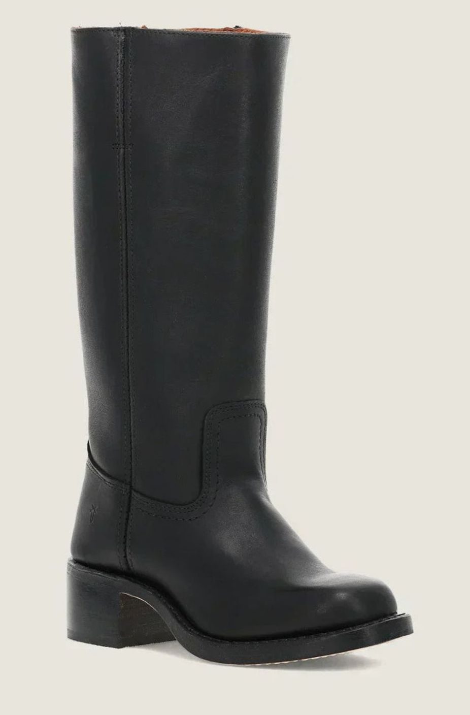 Women's Leather Western Boots with Stacked Heel