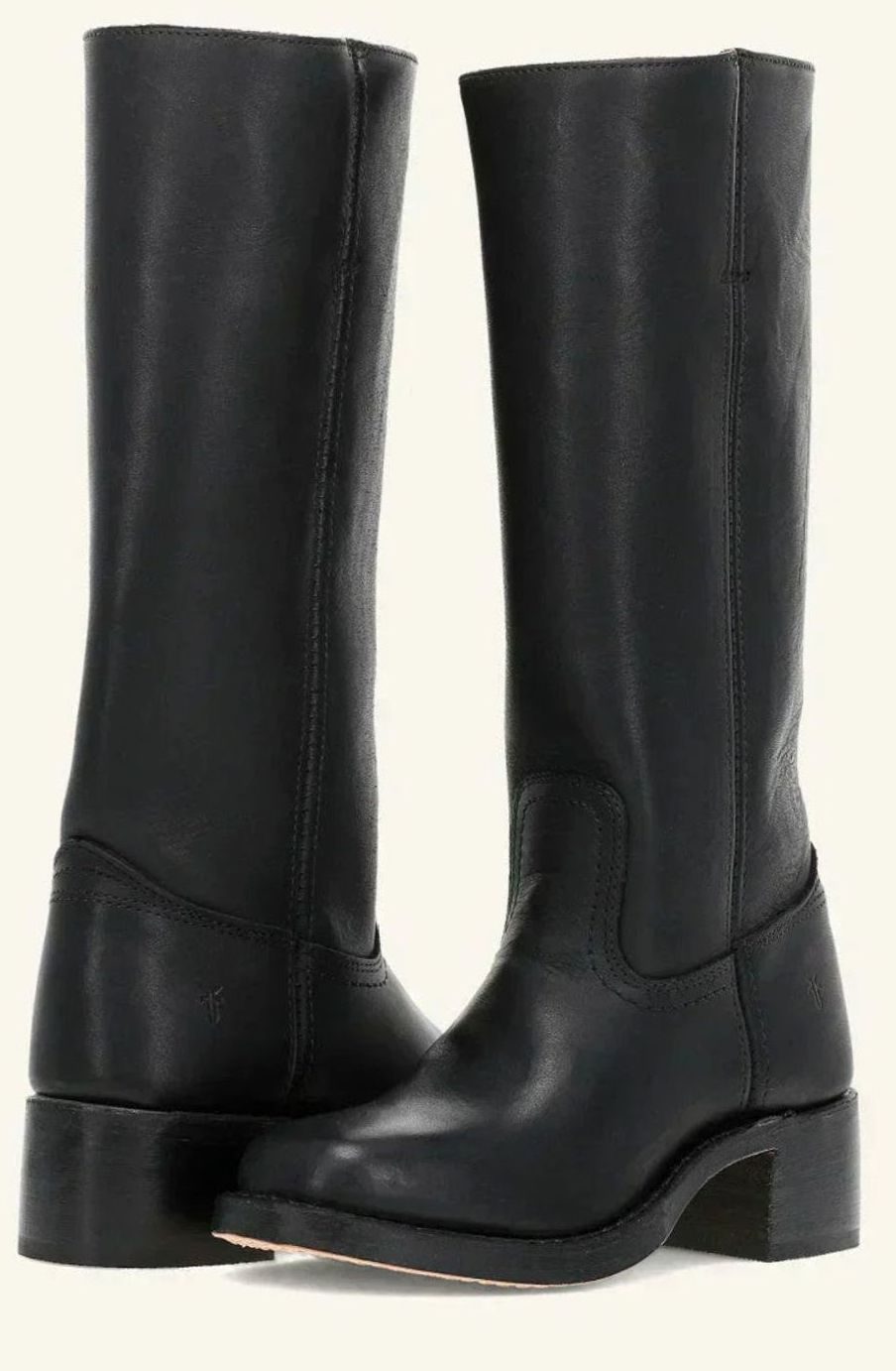 Women's Leather Western Boots with Stacked Heel