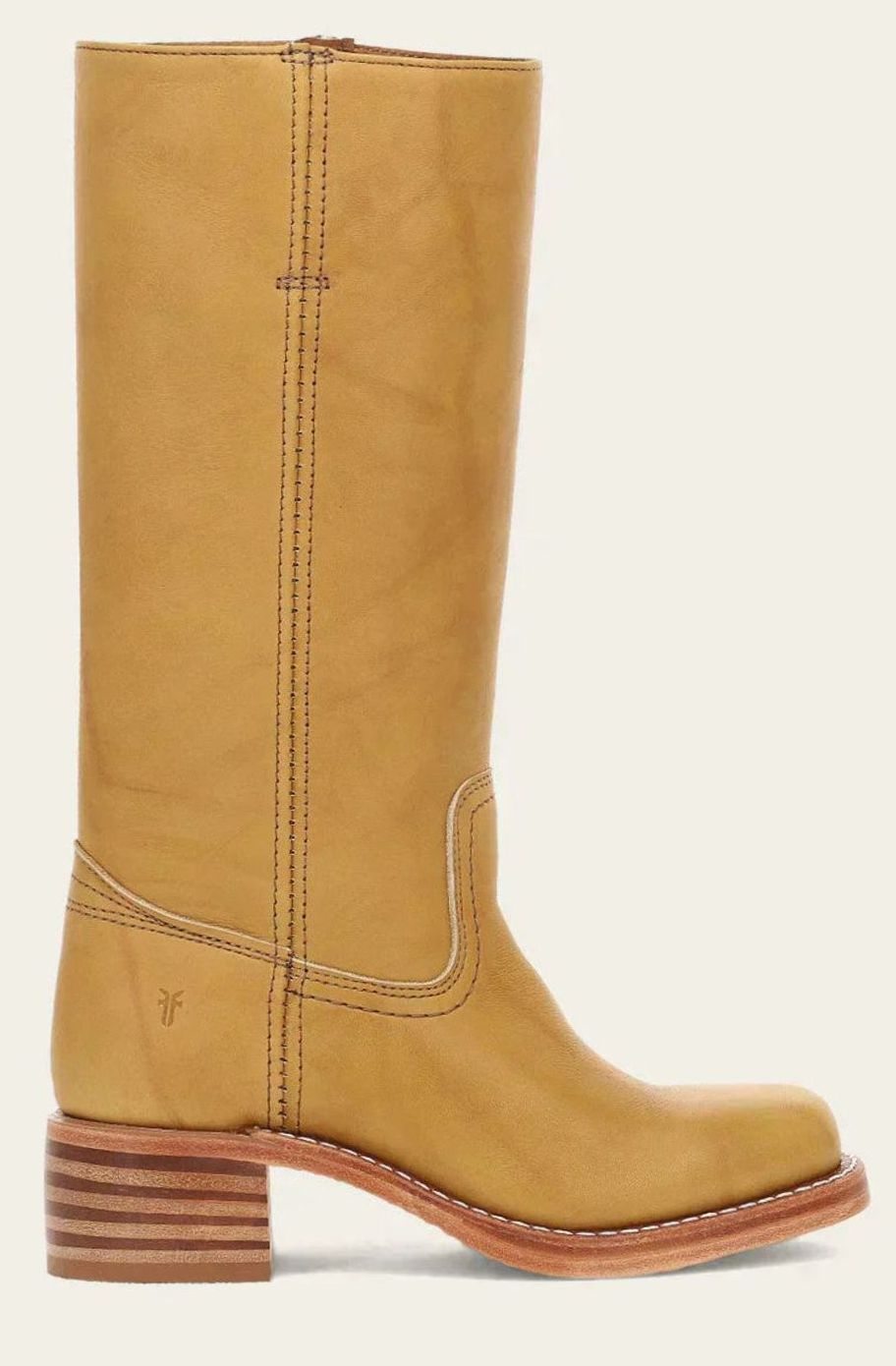 Women's Leather Western Boots with Stacked Heel
