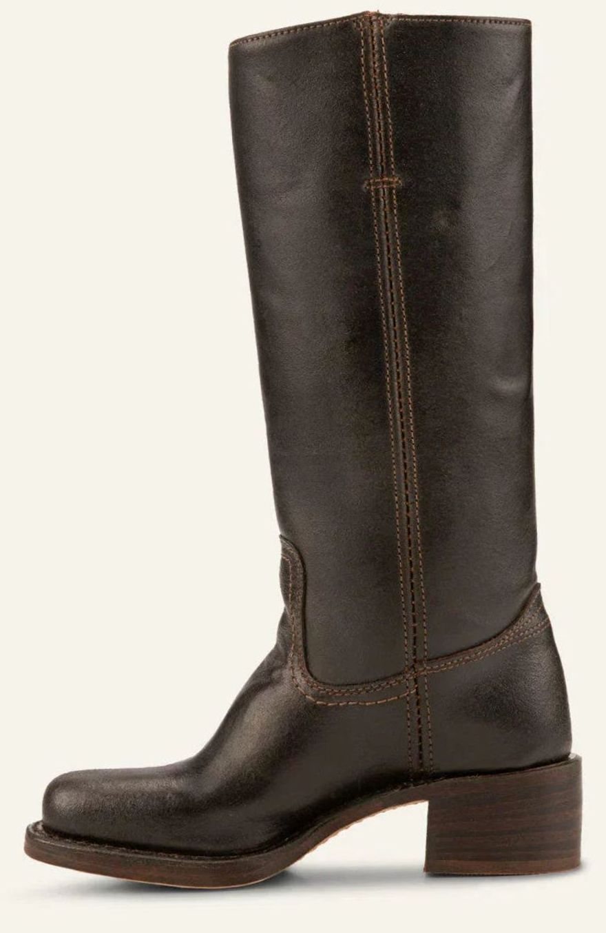 Women's Leather Western Boots with Stacked Heel