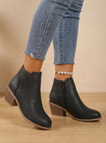 Women's Laser-Cut Floral Block Heel Orthopedic Ankle Booties